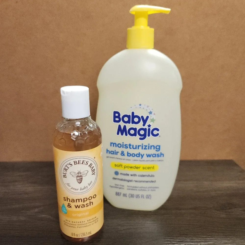 Baby Magic 30oz Body Wash & Burts Bees Baby 8oz Shampoo Wash Bundle Set